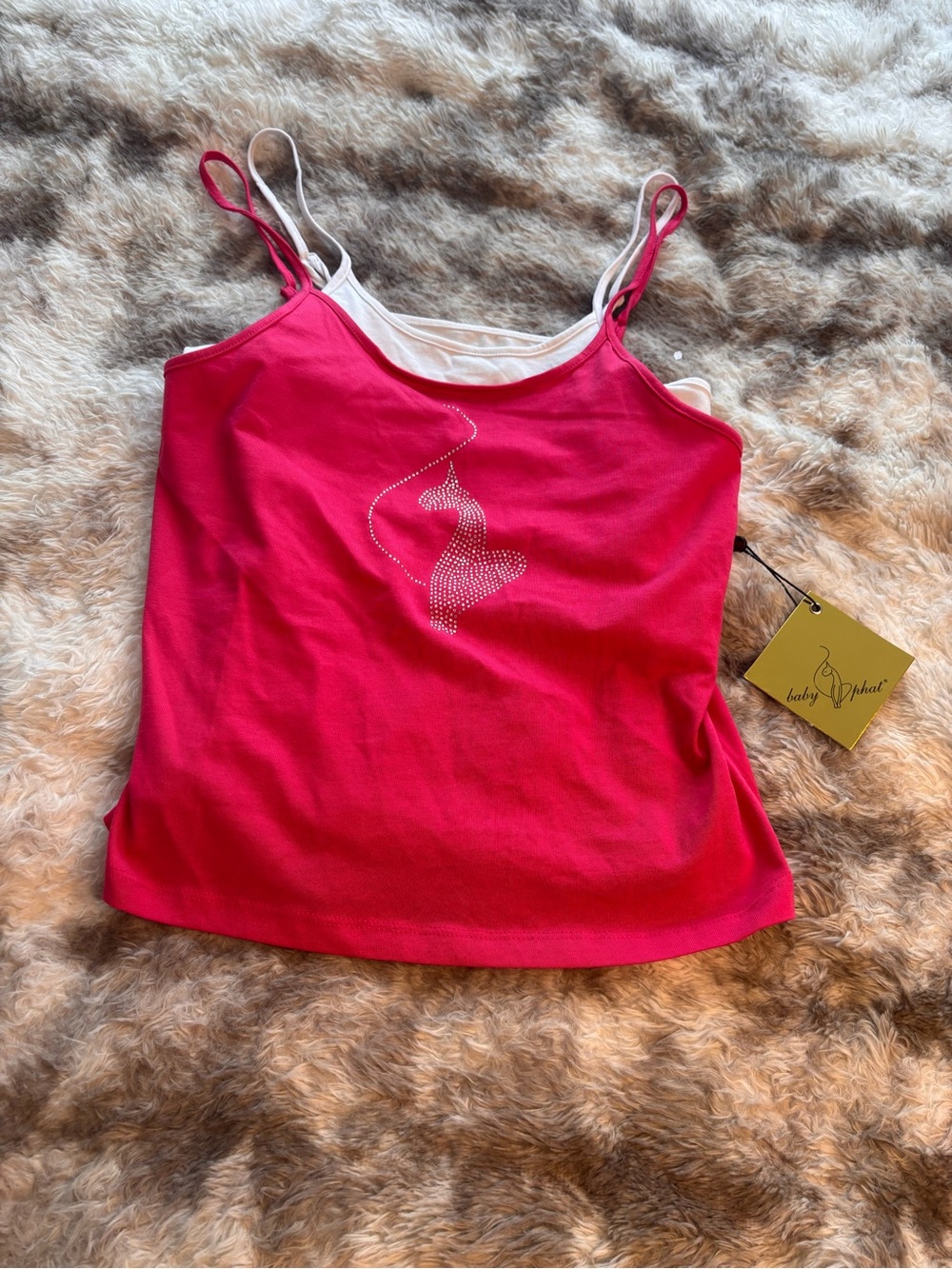 Baby Phat Hot Pink Rhinestone Cat-Logo Camisole